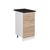 SPÜLENUNTERSCHRANK R-Line, Sonoma/Weiß, 40 cm Arbeitsplatte Anthrazit - Weiß/Sonoma Eiche, Holzwerkstoff (40/81.6/60cm) - Vicco