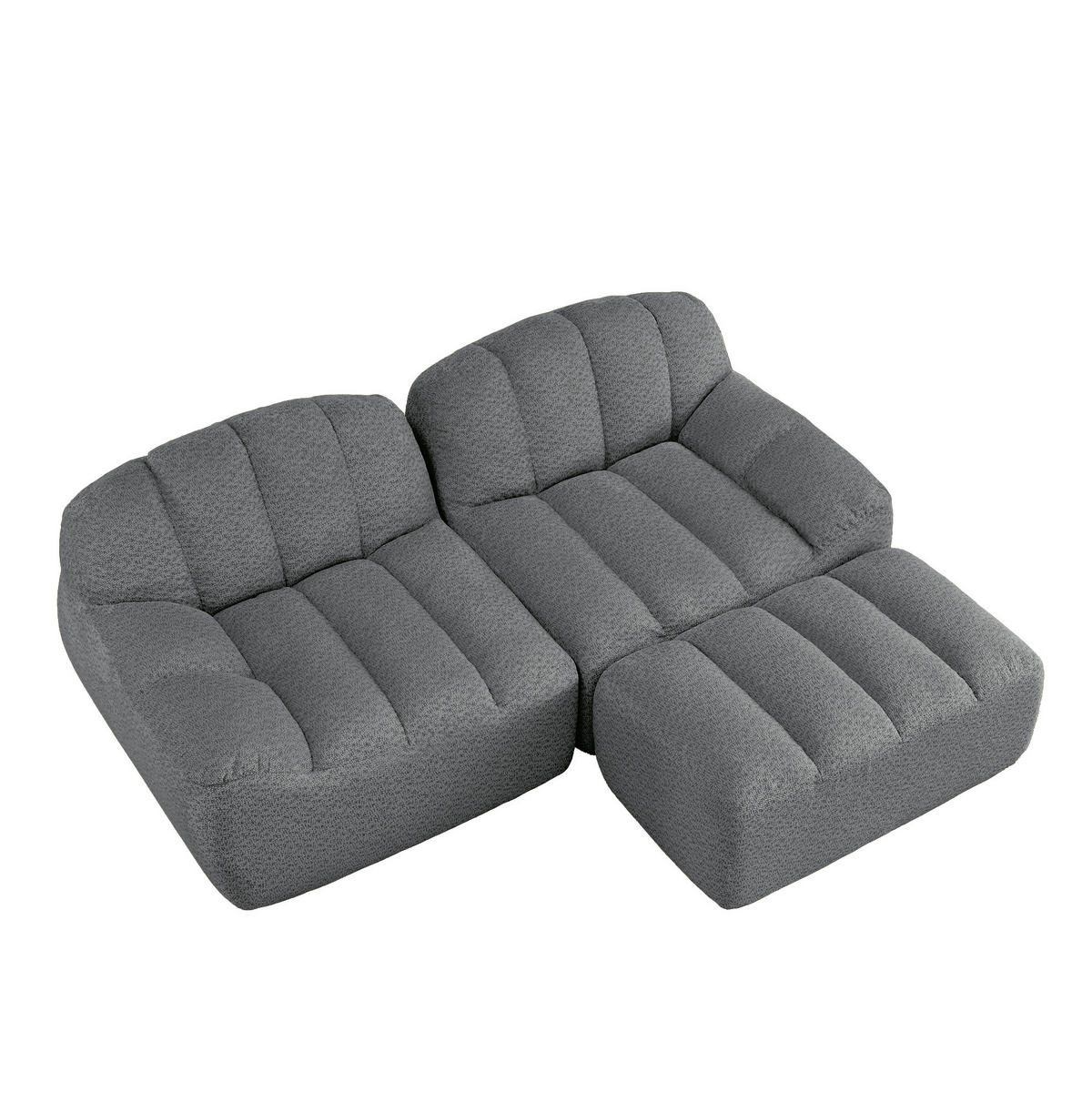ECKSOFA 210/165/79 cm grau aus Granular Fleece ohne Montage - Grau, Textil (165/210cm) - OKWISH