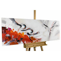 ÖLGEMÄLDE 150/50 cm - Rot/Grau, Holz/Textil (2/50cm) - KUNSTLOFT