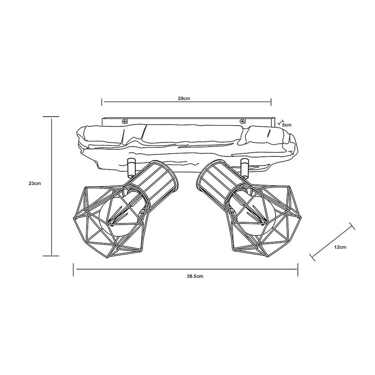 DECKENLEUCHTE Metall Schwarz Holzoptik - Schwarz, Metall (38.5/12/23cm) - Globo Lighting