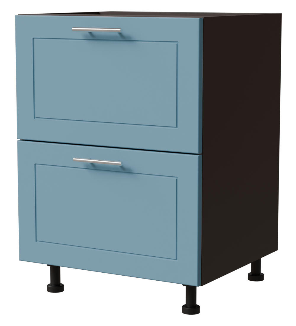 SCHUBLADENUNTERSCHRANK Bari D2A/60/1A Lava / RAL 5024 pastellblau 60 / 50 / 82cm - Blau/Dunkelgrau, Holz/Holzwerkstoff (60/82/50cm) - Feldmann-Wohnen