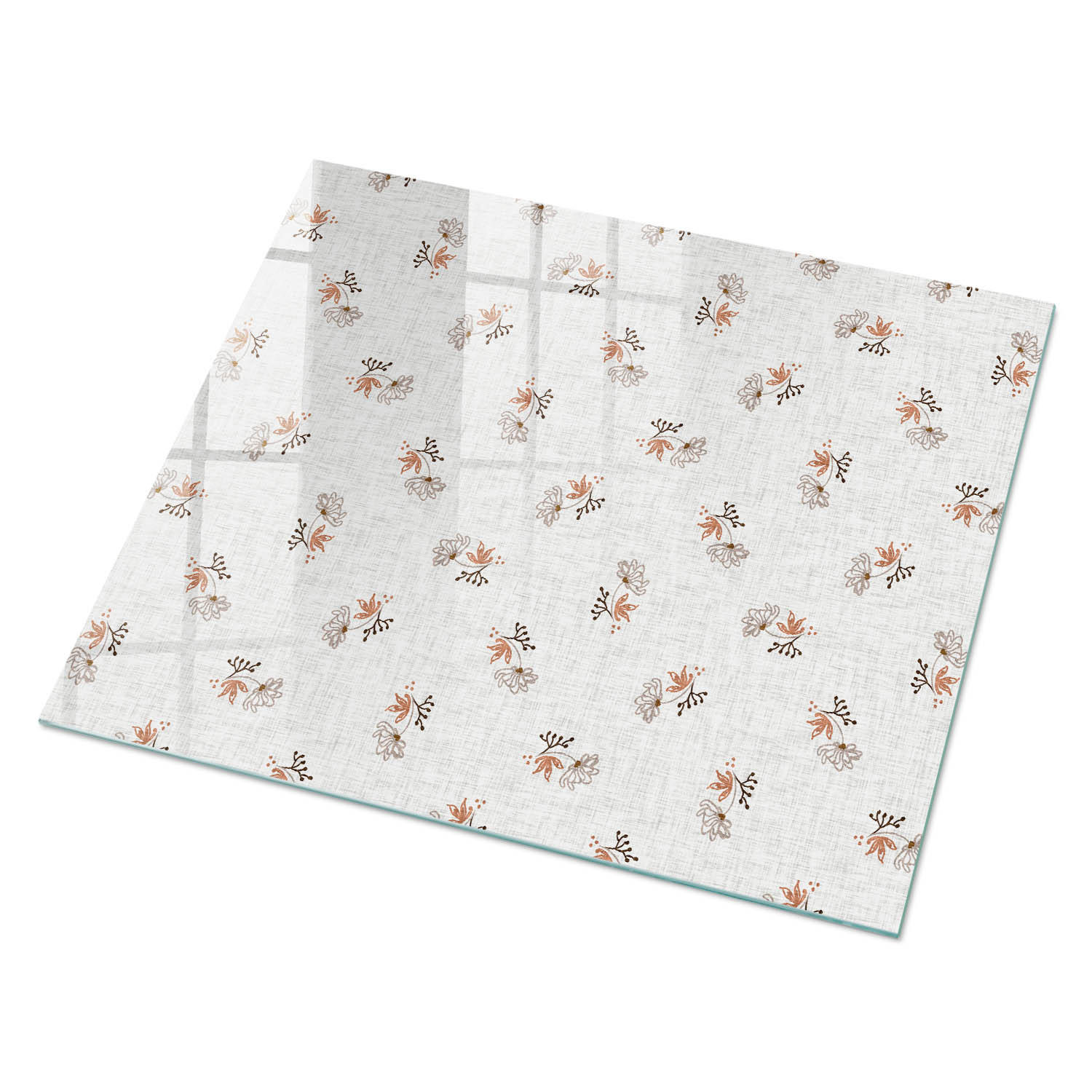 GLASPLATTE 80x60 cm – Pflanzenmuster - Grau, Glas (0.4/80/60cm) - ArtPrintCave