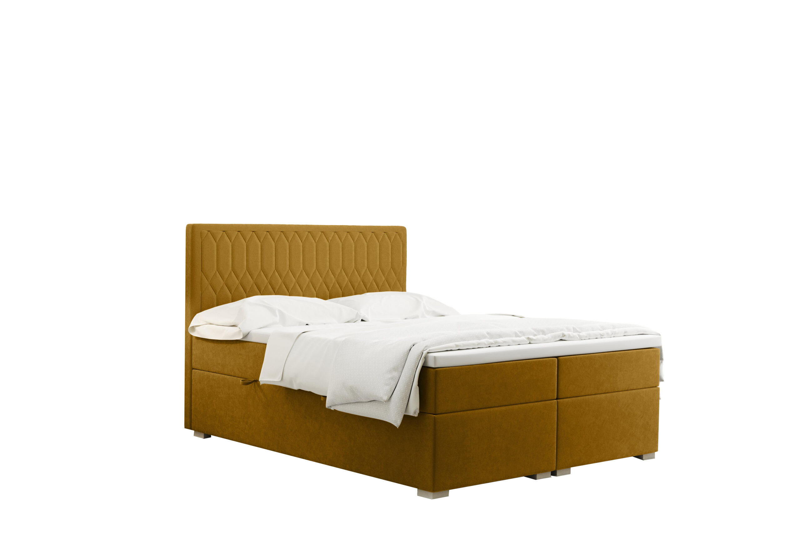 BOXBETT Mit Bettkasten Matratze Topper RIMINI Stoff Riviera Gelb 140x200 cm H2-Pocket - Gelb, Holz/Textil (140/200cm) - Kaiser Möbel