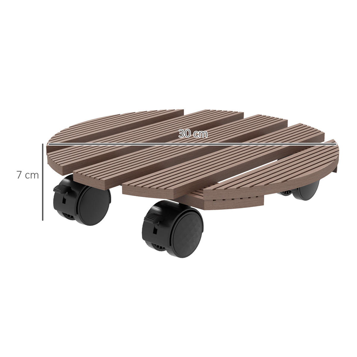 PFLANZENROLLEN-SET DE-12158 4er-Set Ø30 cm, mit Bremsen Natur - Braun, Kunststoff (30/7/30cm) - ComfortXL