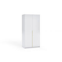DREHTÜRENSCHRANK AMARA 100/204/58cm 2-türig Weiß - Goldfarben/Weiß, Holzwerkstoff (100/204/58cm) - MASSENO
