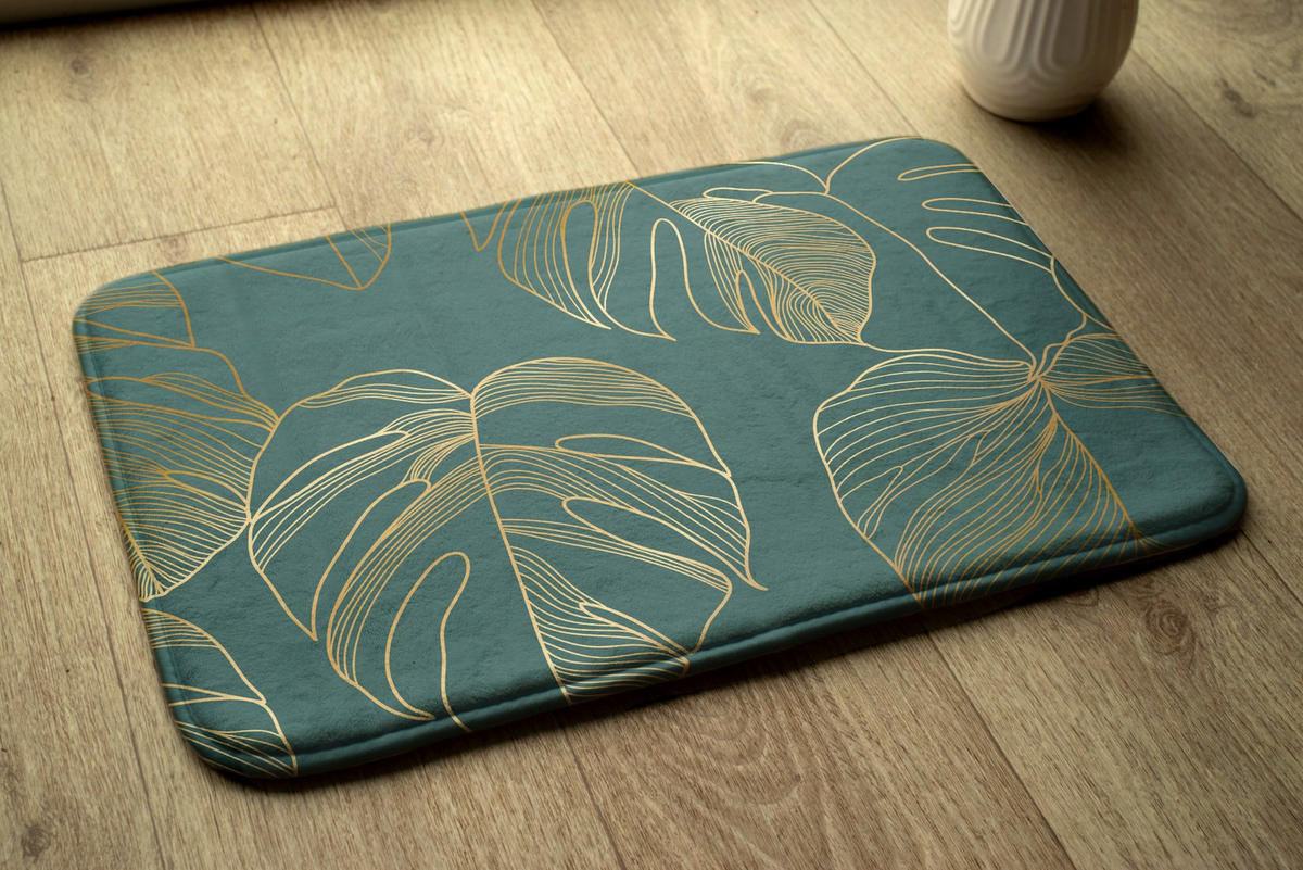 BADTEPPICH 90x60 cm Monstera-Blätter - Grün, Textil (90/60cm) - TULUP