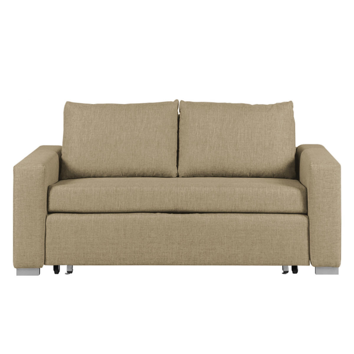 SCHLAFSOFA - Beige/Silberfarben, Textil (153/90/90cm) - home24