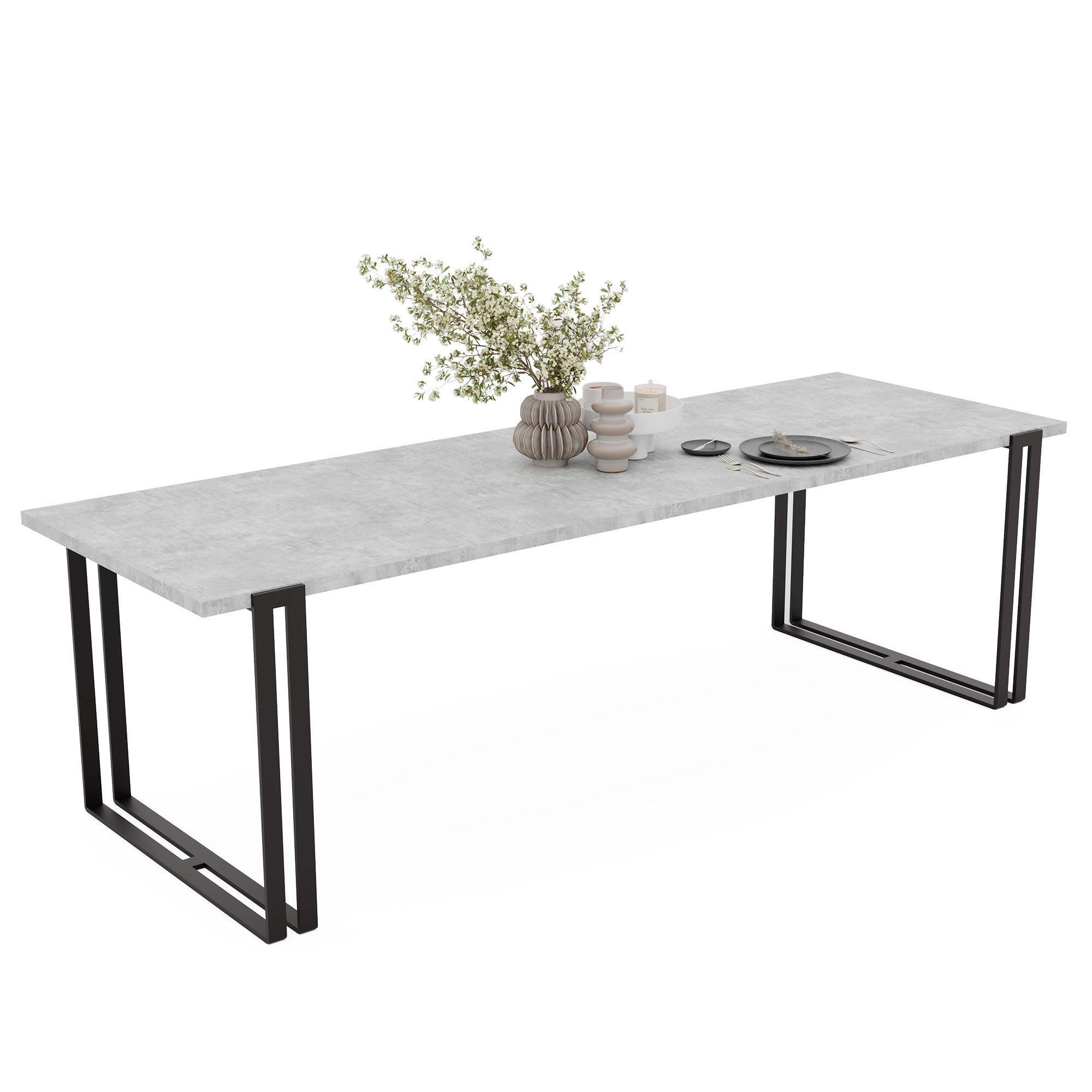 TISCH ausziehbar aus MDF, Grau - Schwarz/Grau, Holzwerkstoff (120/80/76cm) - Idohome