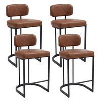 BARHOCKER 4er Set Braun mit Rückenlehne und Fußstütze - Braun, Metall (44.5/89/52cm)
