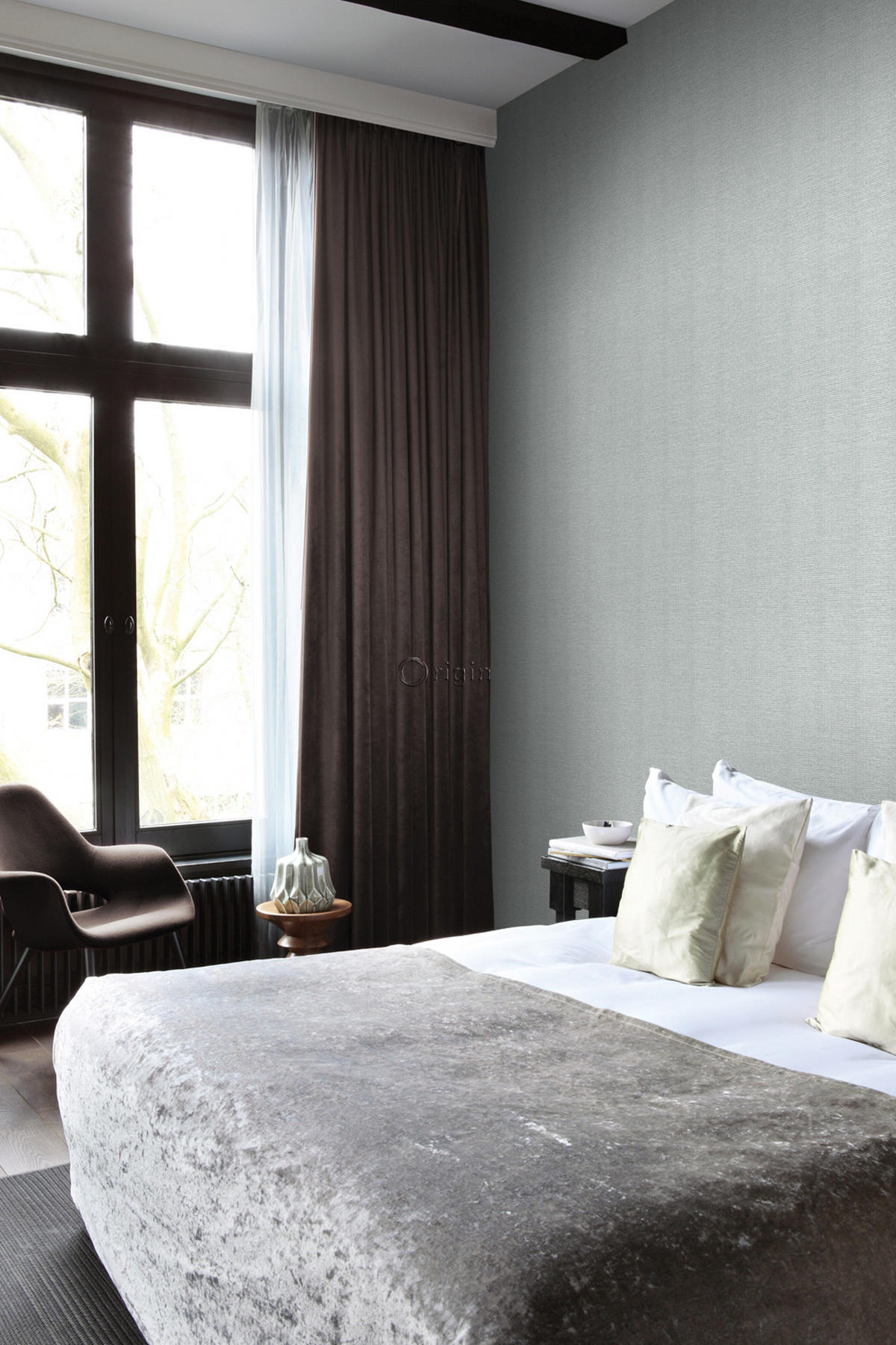 TAPETE Leinen-Optik 53 cm x 10.05 m - Grau, Papier (53/1000cm) - Origin Wallcoverings