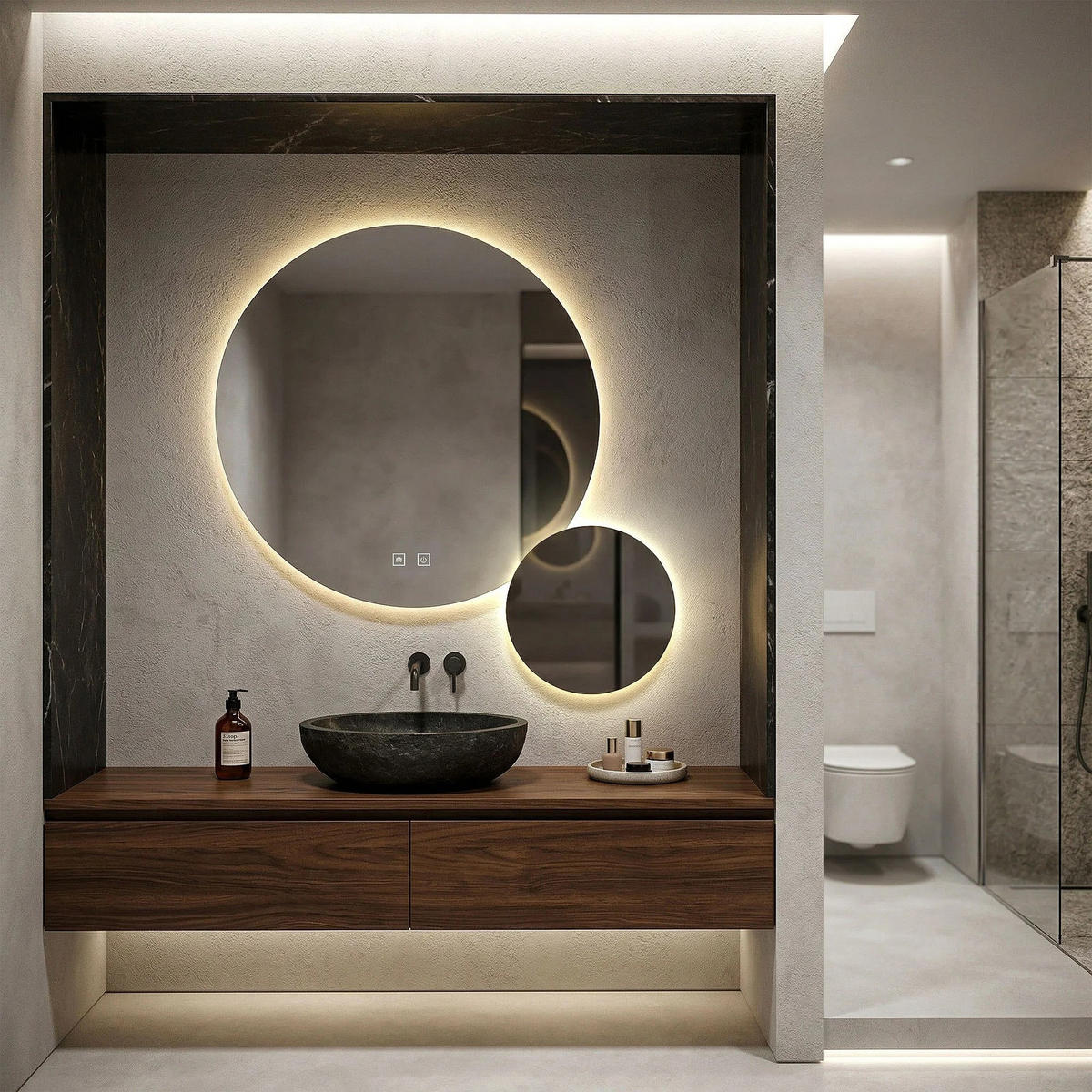 SPIEGEL Rea Led R-9045 90cm + 45cm - Transparent, Glas (90/90/2cm) - REA