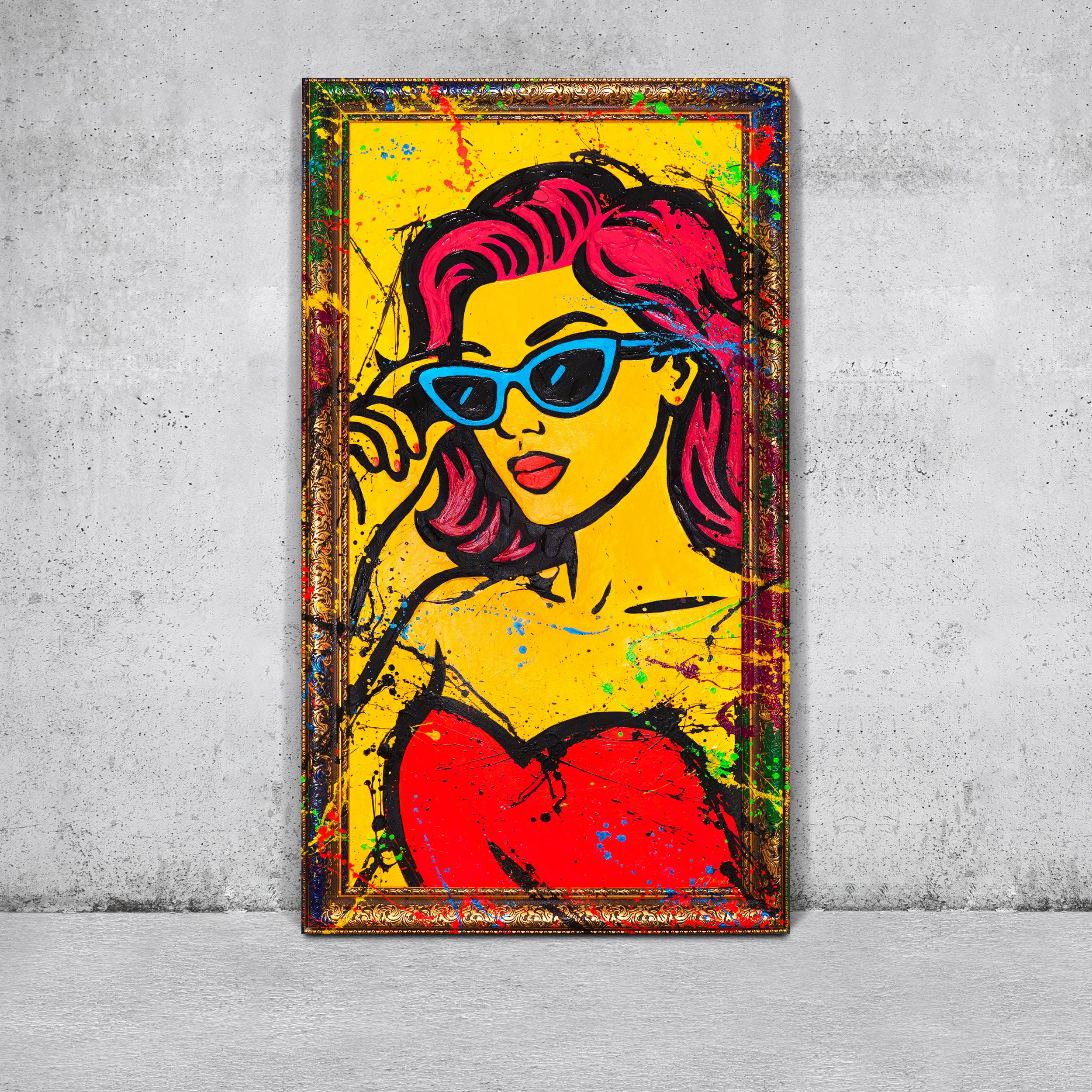 GEMÄLDE Miss WOW Schattenfugenrahmen Gold 160x80 cm - Goldfarben, Holz (160/80cm) - YS-art gallery
