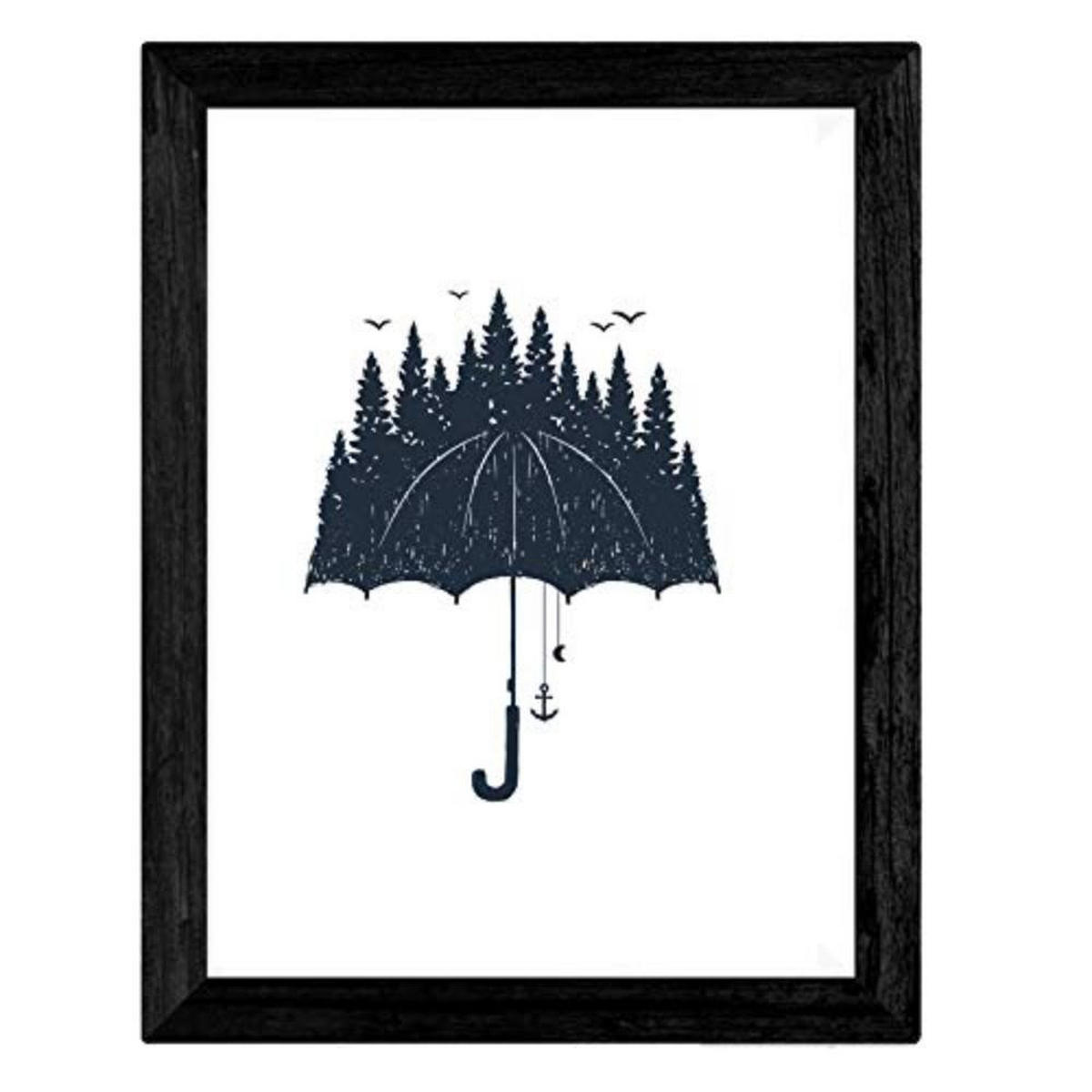 POSTER Set mit 4 Waldvögeln A3 Schwarzer Rahmen - Schwarz, Papier (29.7/3cm) - Nacnic