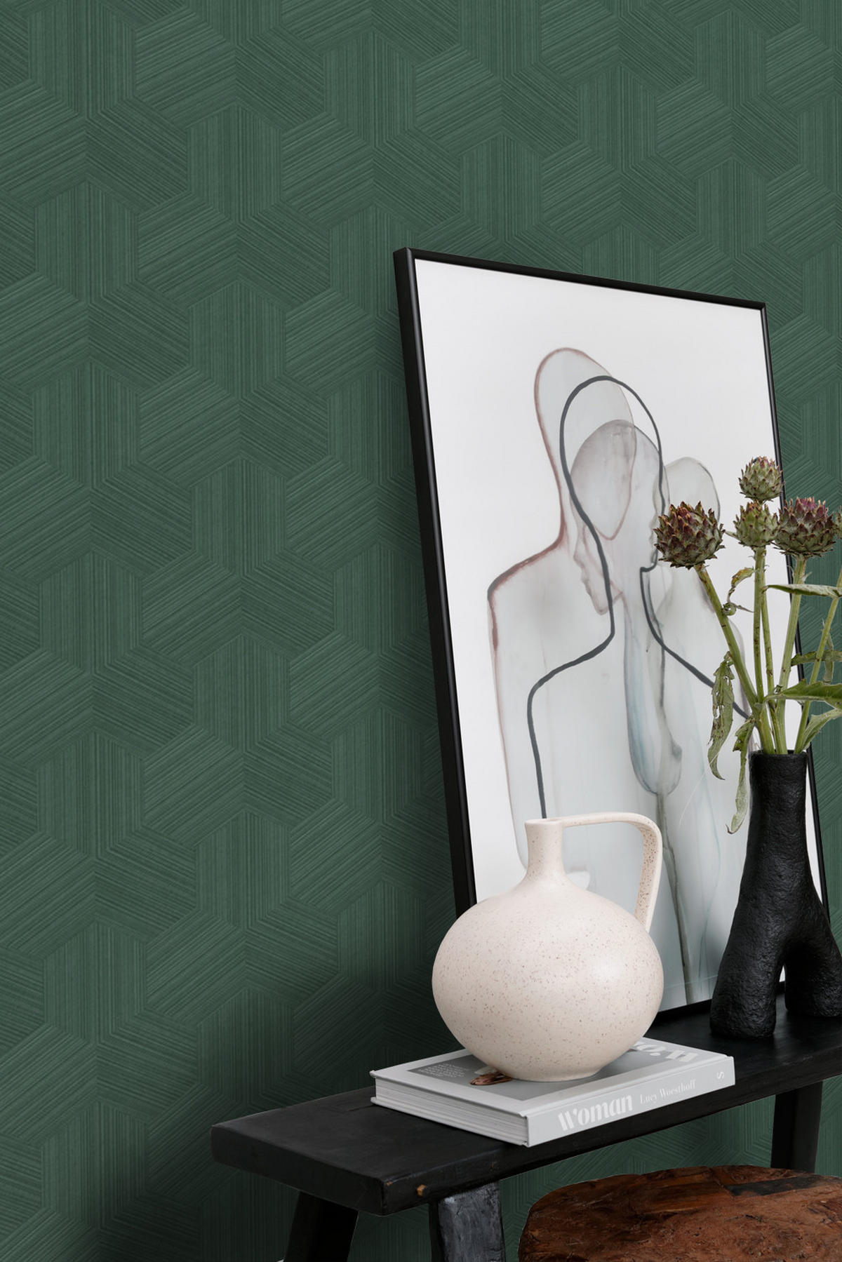 TAPETE 3D-Muster 50 x 900 cm - Grün, Papier (50/900cm) - Origin Wallcoverings