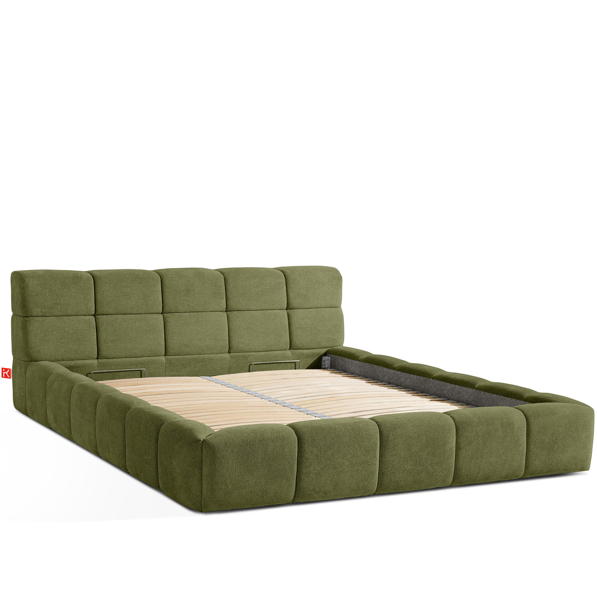 POLSTERBETT AERI 140/160/180/200 mit Rahmen und Bettkasten, oliv - Olivgrün, Holz/Holzwerkstoff (200/200cm) - KONSIMO®