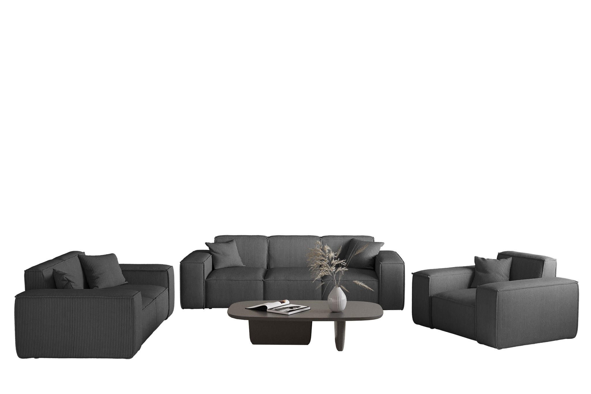 Fun Möbel Sofaset Anthrazit 225x73x88 cm