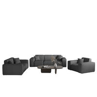 SOFASET Celes Premium 3-2-1 Stoff Scala - Anthrazit, Holzwerkstoff/Textil (225/73/88cm) - Fun Möbel