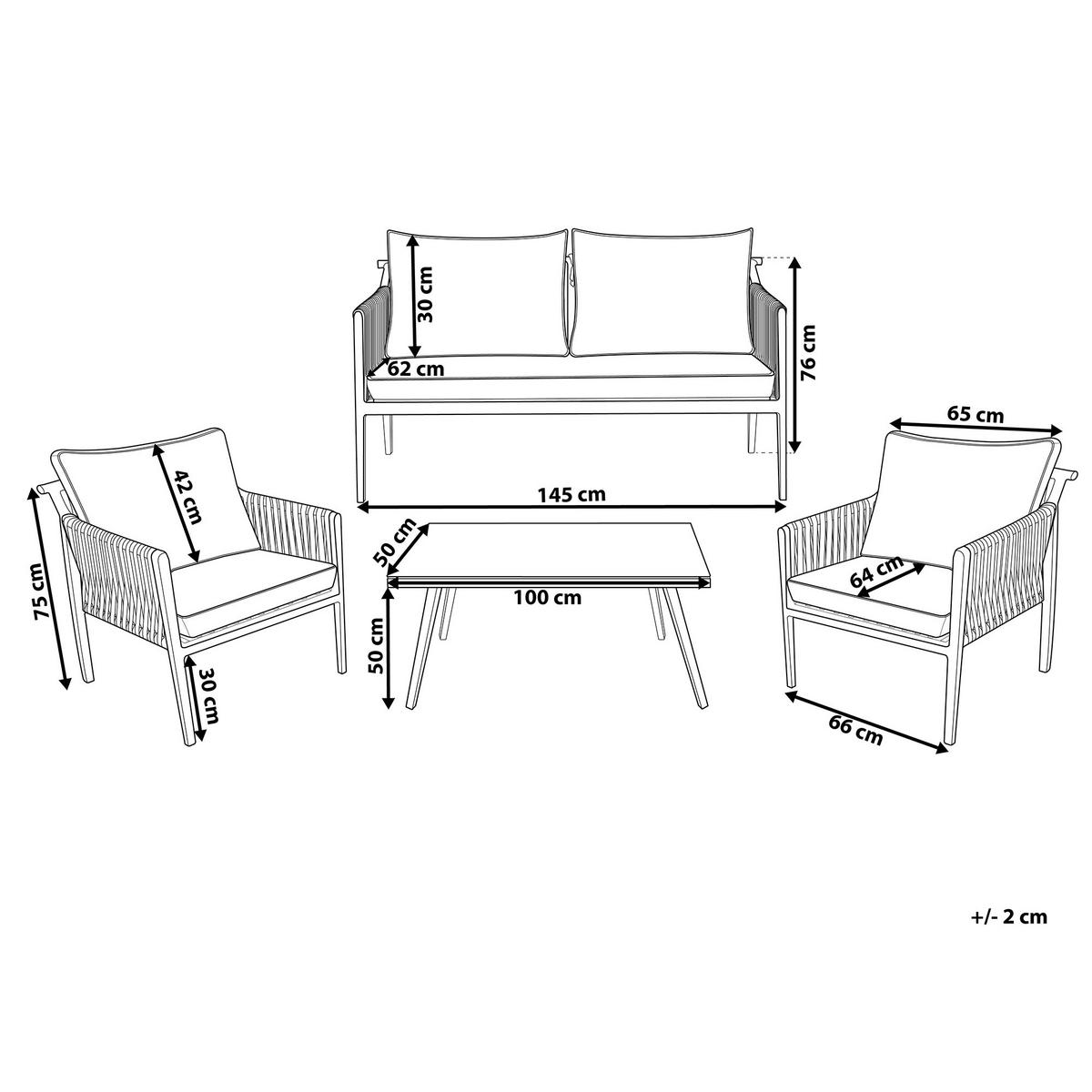 LOUNGE-SET 4-sitzer Aluminium Weiß Latina - Weiß, Metall - Beliani