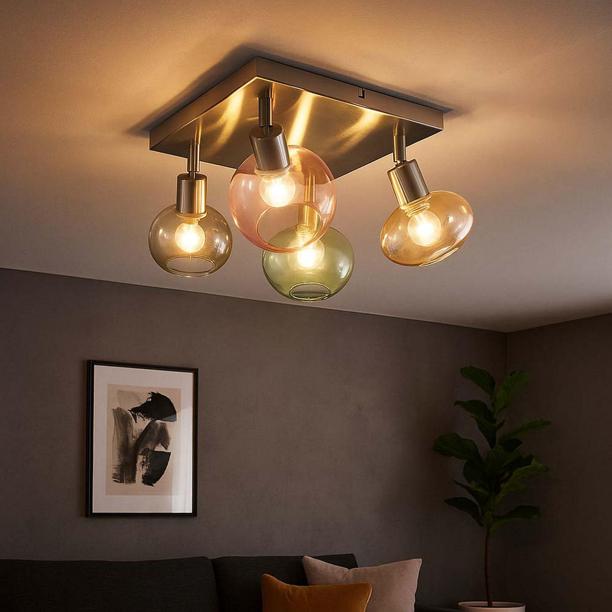 DECKENLEUCHTE Glas Bunt Spots Verstellbar - Multicolor, Glas (30/30/23cm) - Nowa