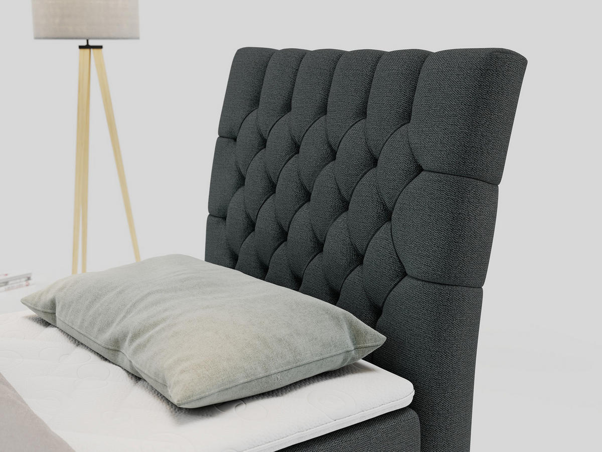 BOXBETT MILEN 90/200 Dunkelgrau Struktur - H4 - Rechts Seite - Dunkelgrau, Holz/Textil (90/200cm) - MKS