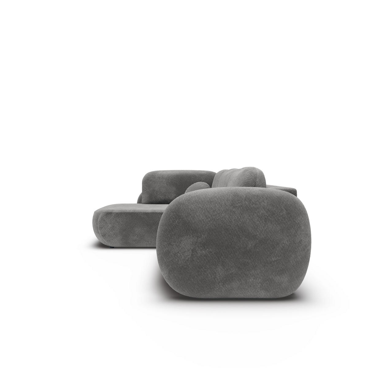 ECKSOFA AMICO II L-S Grau Geflochtener Stoff mit Schlaffunktion - Grau, Holz (289/190cm) - MASSENO