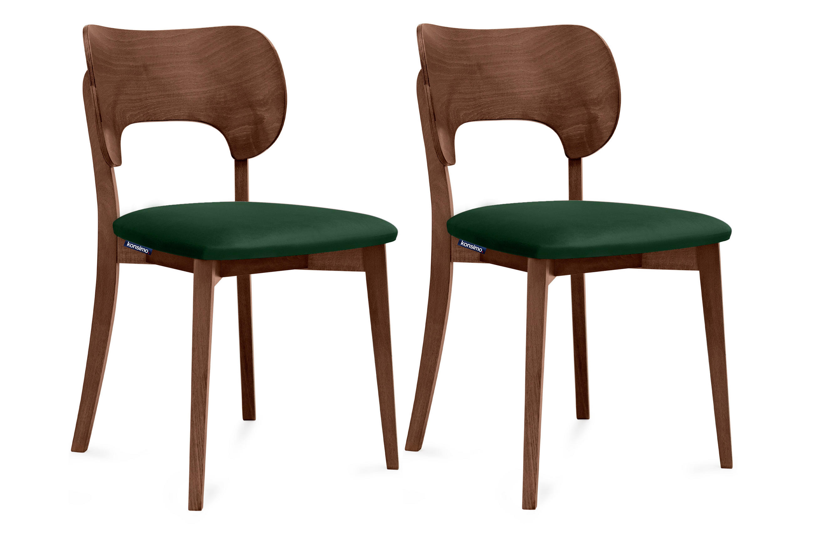 ESSZIMMERSTÜHLE LYCO (2er-Set), dunkelgrün / Walnuss mittel - Dunkelgrün/Walnussfarben, Holz/Buchenholz (47/81/45cm) - KONSIMO®