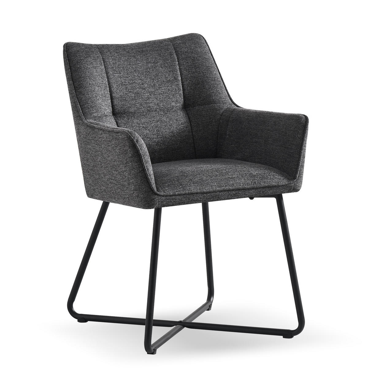 ARMLEHNSTUHL BREIGHT Anthrazit 2 Stück - Anthrazit, Textil/Metall (56/83/59cm) - B&D Home