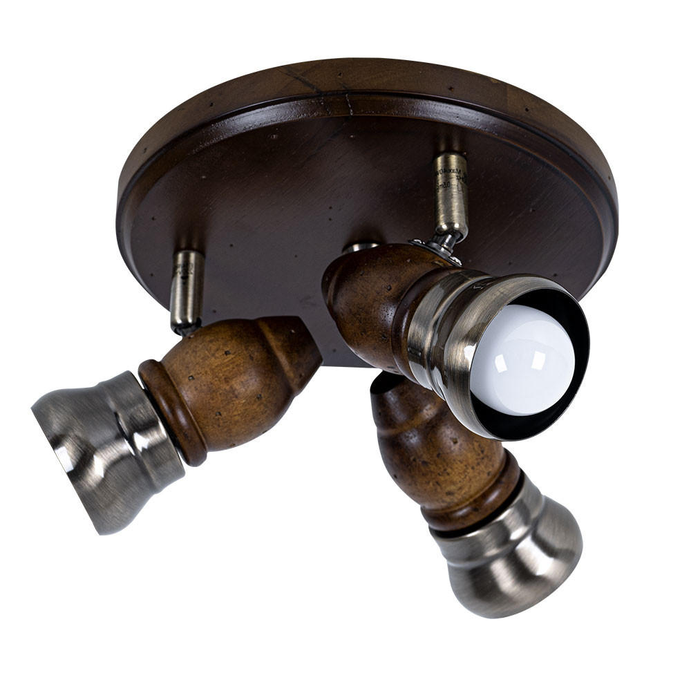 LED DECKENLEUCHTE Holzoptik Braun bewegliche Spots - Braun, Holz (24/24/13cm) - Globo Lighting