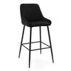 BARHOCKER VASTO gepolstert mit Steppung - schwarz - Samt Velours - Schwarz, Metall (50/102/55cm) - NEW HOME