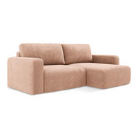 ECKSOFA mit Schlaffunktion rechts Chenille Stoff Pink - Pink/Koralle, Kunststoff/Textil (244/149cm) - Makamii
