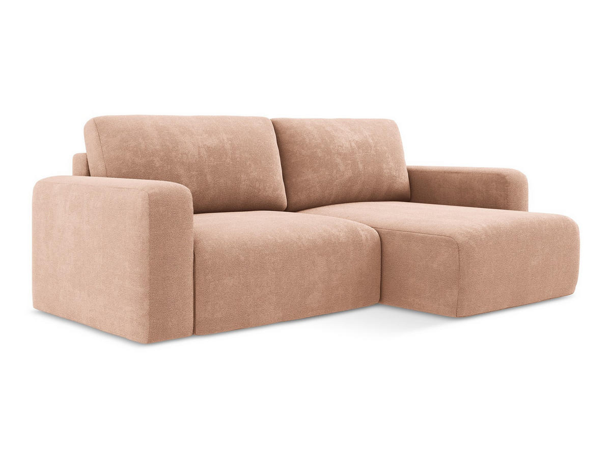 ECKSOFA mit Schlaffunktion rechts Chenille Stoff Pink - Pink/Koralle, Kunststoff/Textil (244/149cm) - Makamii
