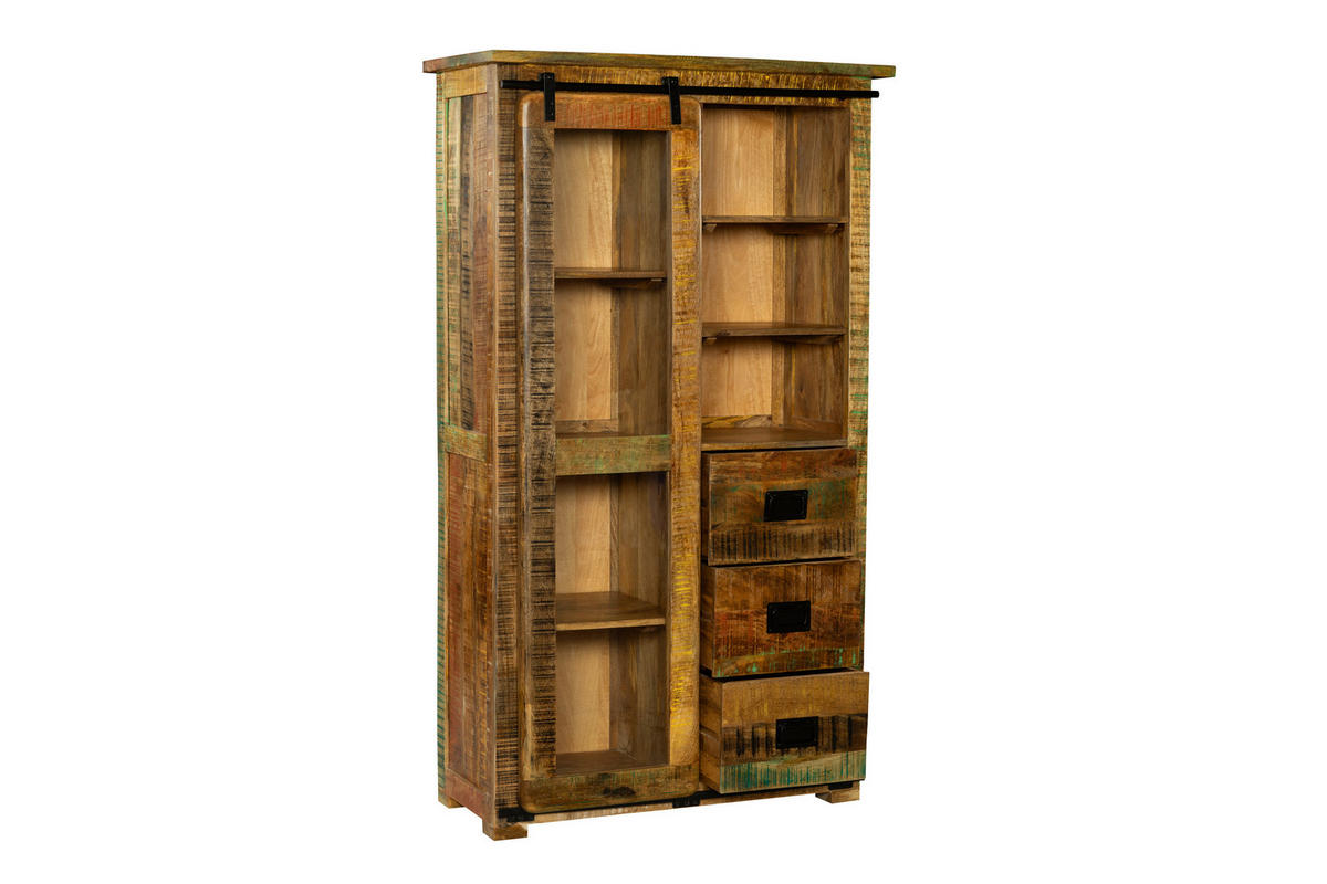 HIGHBOARD LIBRO - Hellbraun/Multicolor, Akazienholz/Holz (45/175/100cm) - SAM