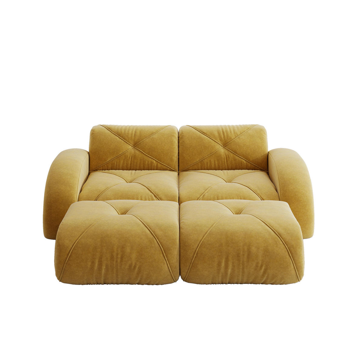 2-SITZER-SOFA DE-34276 mit 2 Hockern Gelb - Gelb, Textil (171/76/204cm) - ComfortXL