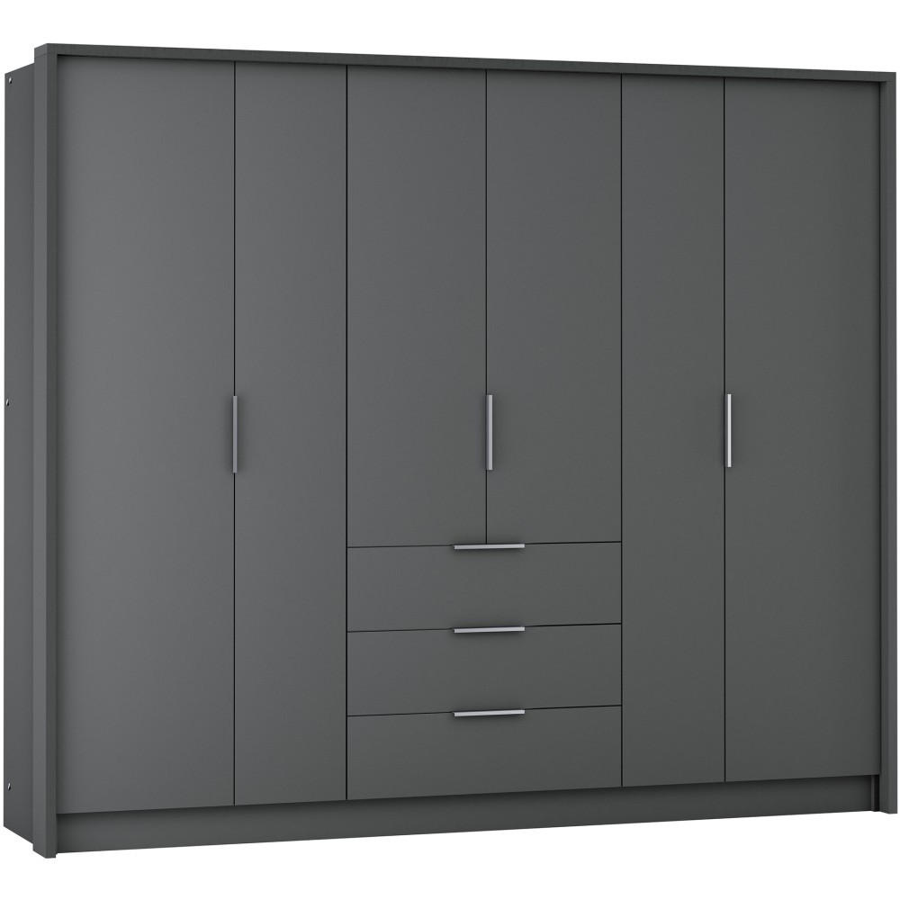 Beautysofa Drehtürenschrank Graphit 255x217x65 cm