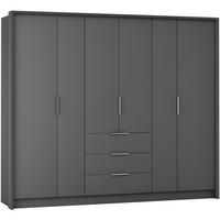 DREHTÜRENSCHRANK Bombay mit 6 Türen und 3 Schubladen, graphitfarben - Graphitfarben, Holzwerkstoff (255/217/65cm) - Beautysofa