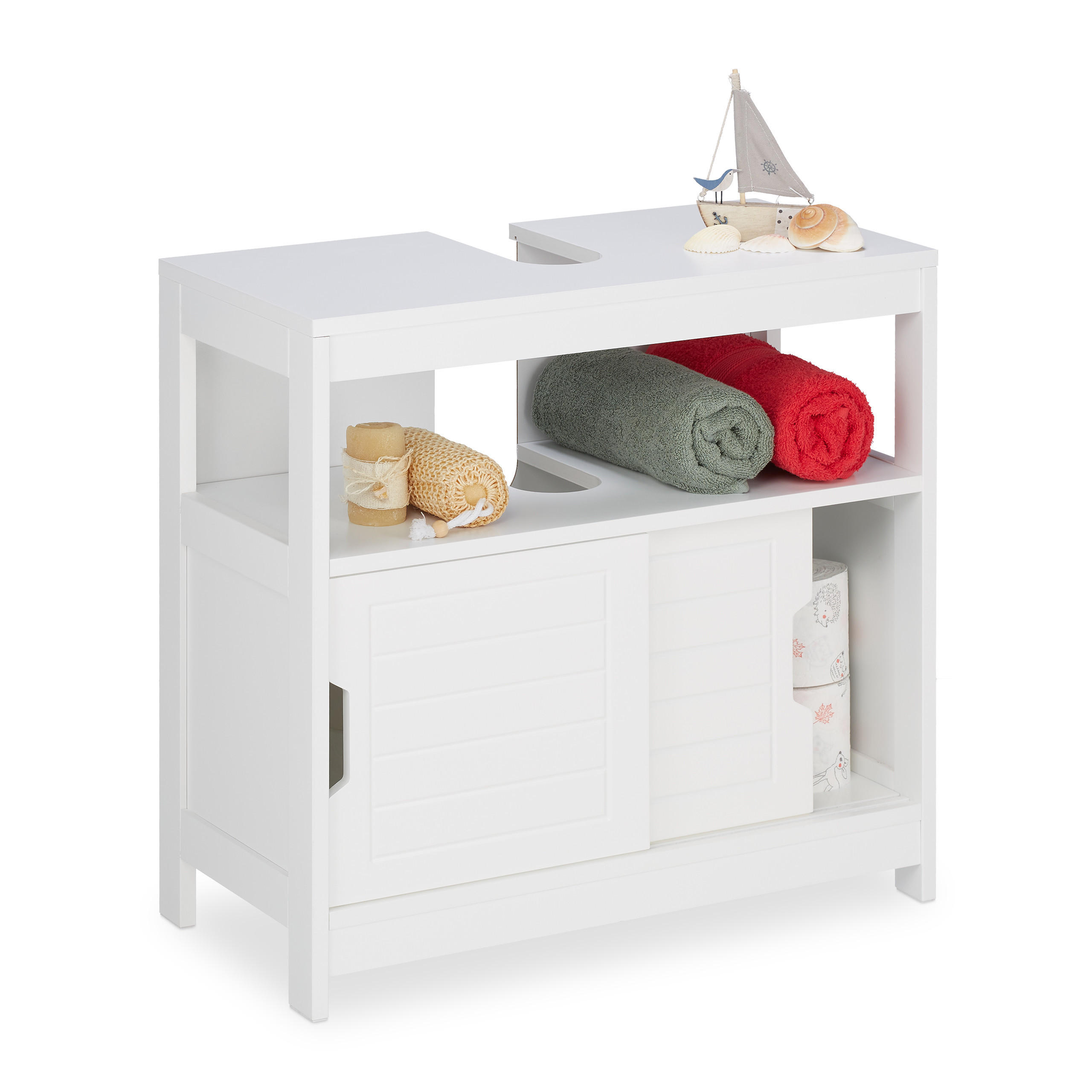 WASCHBECKENUNTERSCHRANK - Weiß, Holzwerkstoff (60/60.5/30cm) - Relaxdays