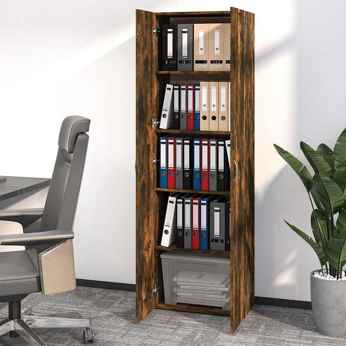 BÜROSCHRANK Räuchereiche 60/32/190 Cm Holzwerkstoff - Braun, Holzwerkstoff (32/190/60cm) - vidaXL
