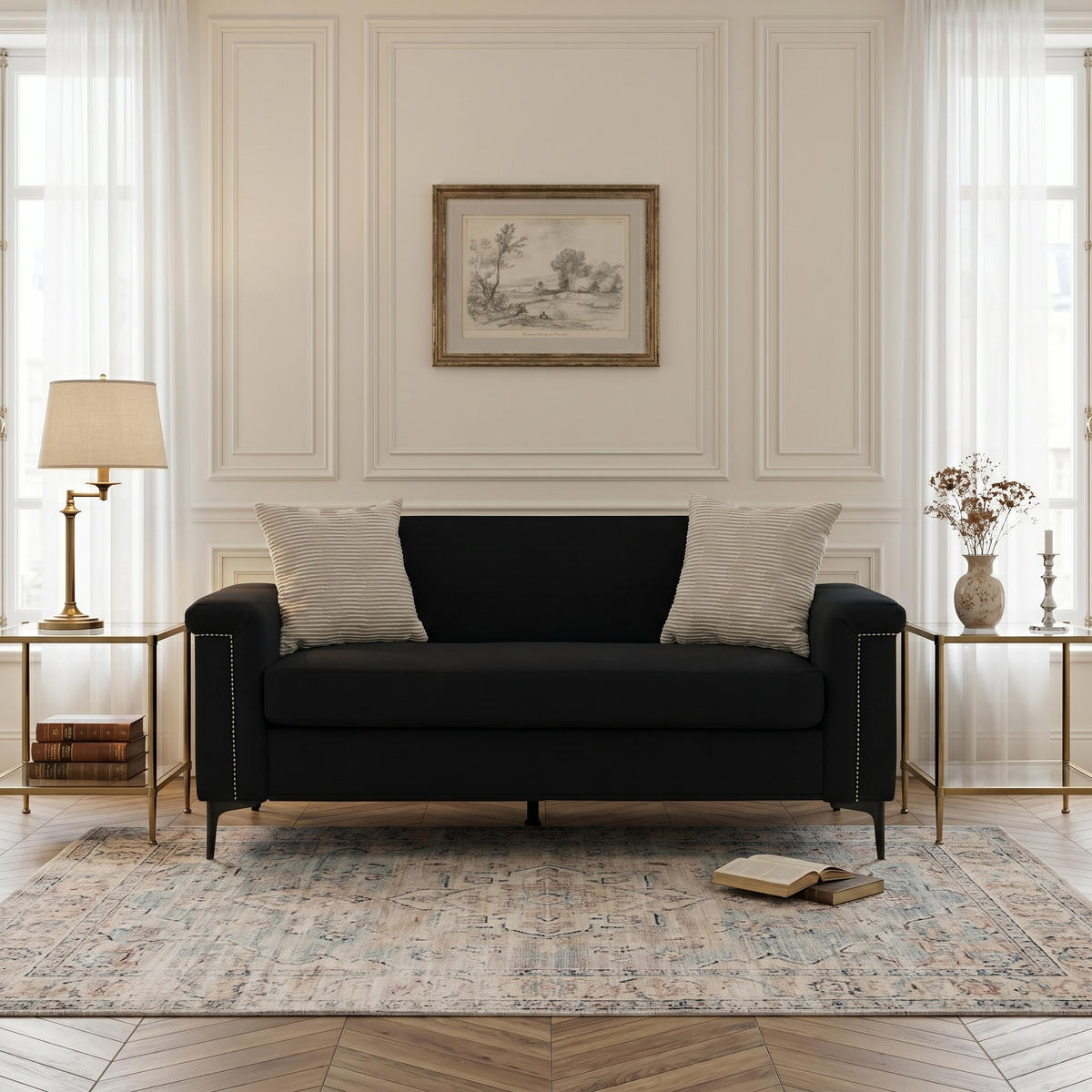 SOFA 2-Sitzer 172/73,5/81,5 cm Schwarz - Schwarz, Textil (73.5/81.5/172cm)