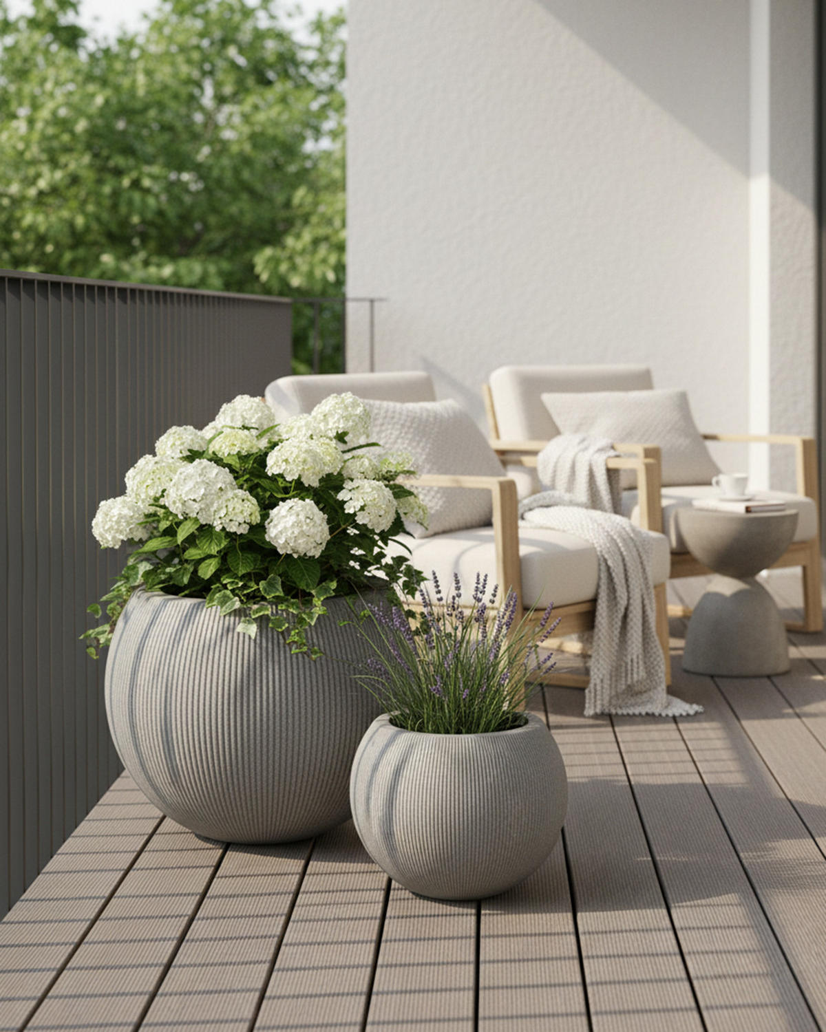 BLUMENTOPF Grau ROTONDO M 37x37x30 cm - Grau, Kunststoff (30cm) - Mazovia