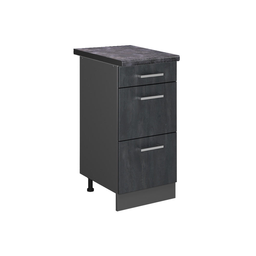 KÜCHENUNTERSCHRANK R-Line Schwarz Beton 40 cm AP Anthrazit - Anthrazit/Schwarz, Holzwerkstoff (40/81.6/60cm) - Vicco