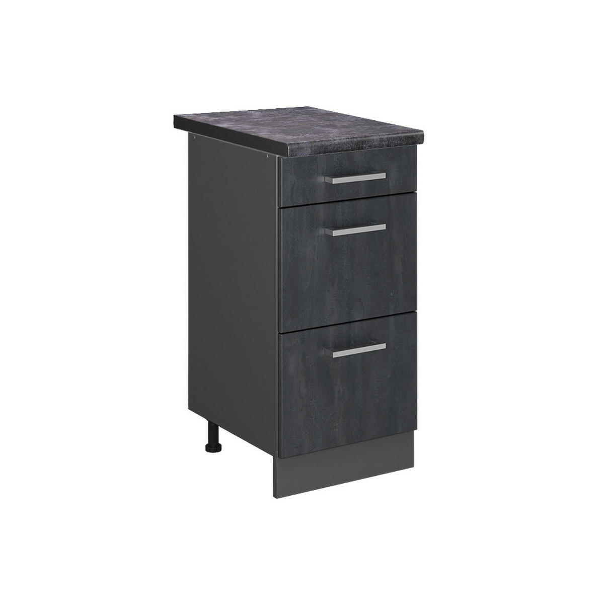 KÜCHENUNTERSCHRANK R-Line Schwarz Beton 40 cm AP Anthrazit - Anthrazit/Schwarz, Holzwerkstoff (40/81.6/60cm) - Vicco
