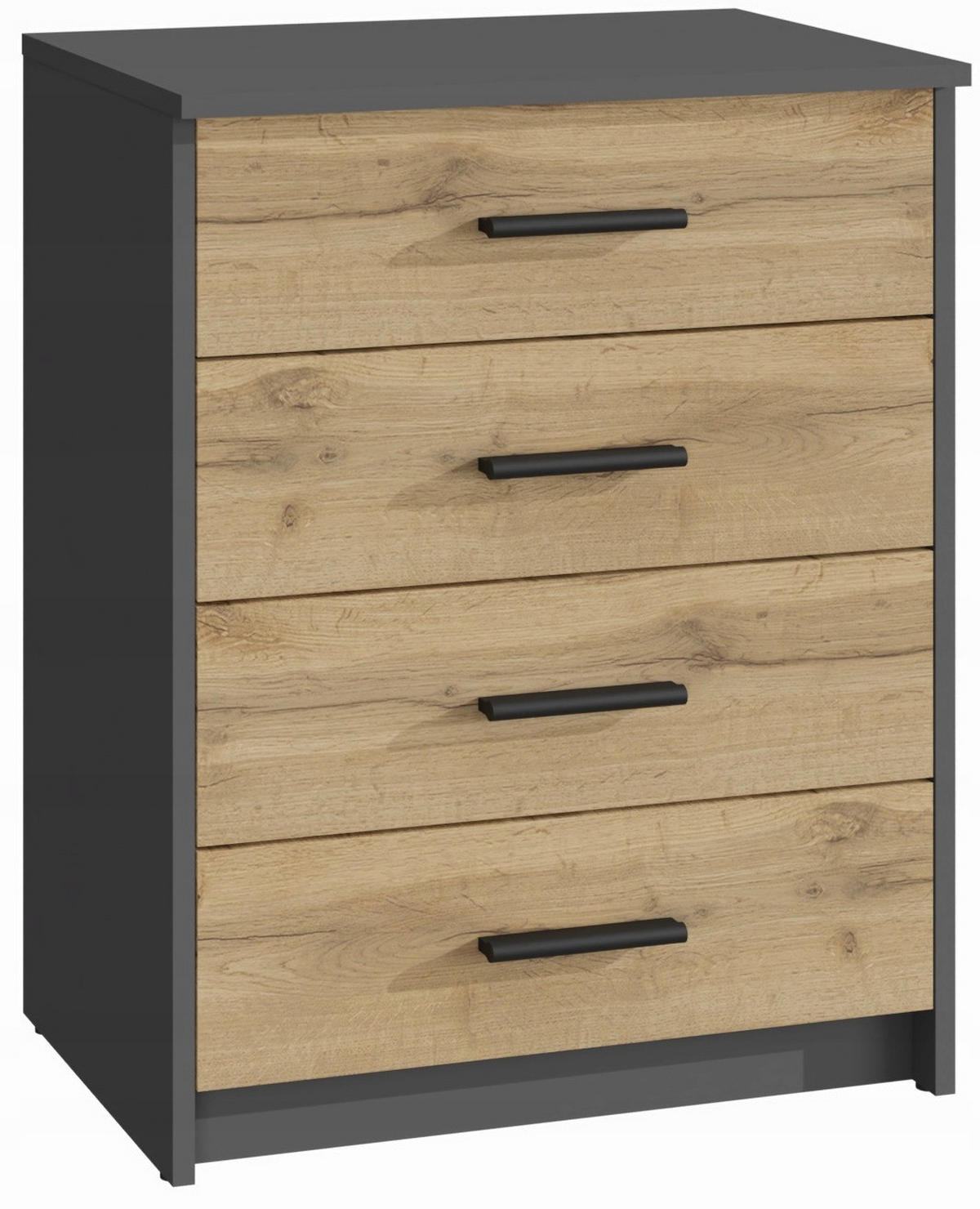 KOMMODE BODO 4S – ANTHRAZIT/WOTAN - Anthrazit/Eiche Wotan, Holz (60/75/35cm) - Matkam Möbel