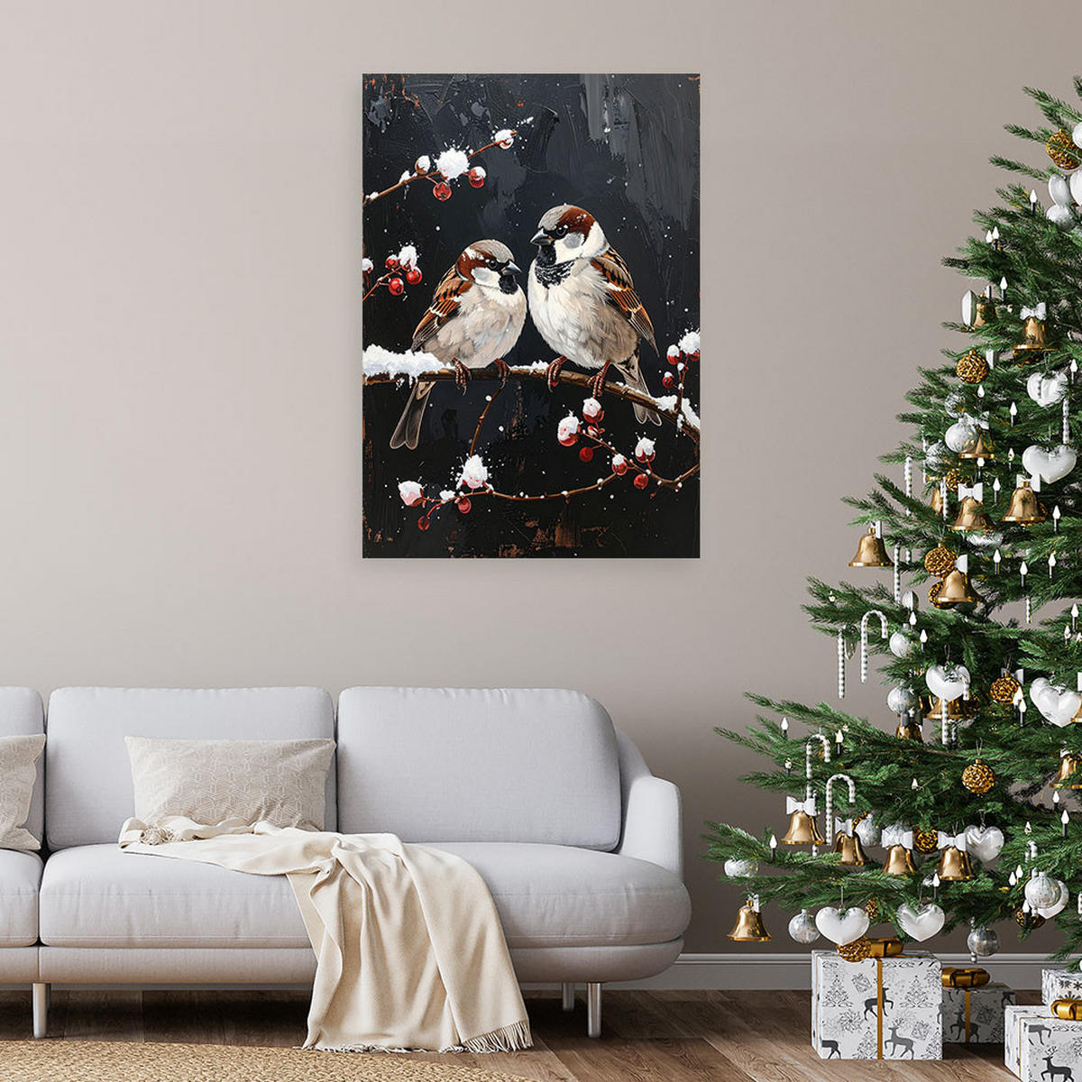 LEINWANDBILD Weihnachten 40x60cm - Schwarz, Textil (40/60cm) - Feeby