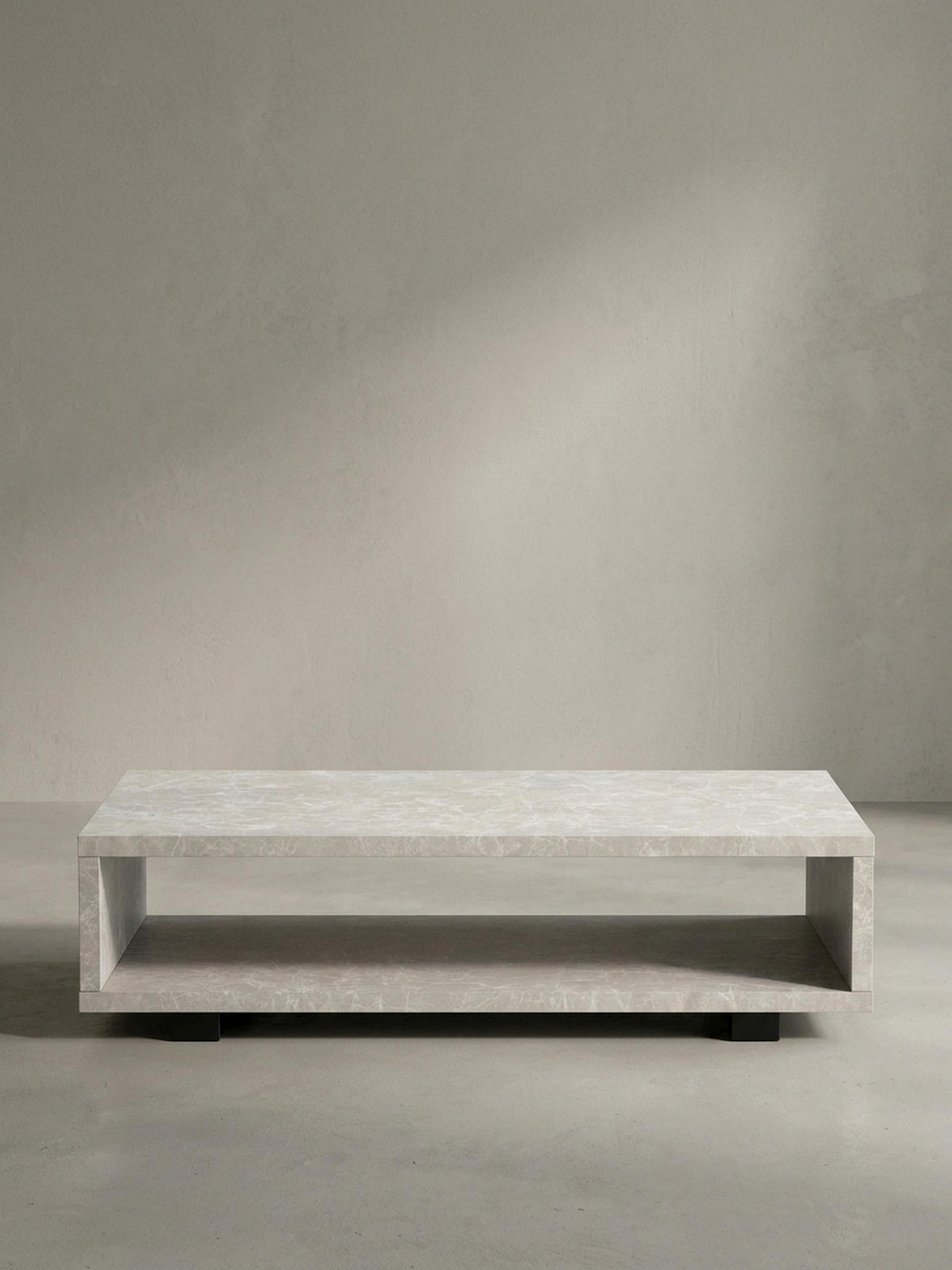 COUCHTISCH in Stein-Optik Modern mit Stauraum Rechteckig Schlicht, Beige 100x50x25 cm - Beige/Schwarz, Kunststoff (50/100/25cm) - KADIMA DESIGN