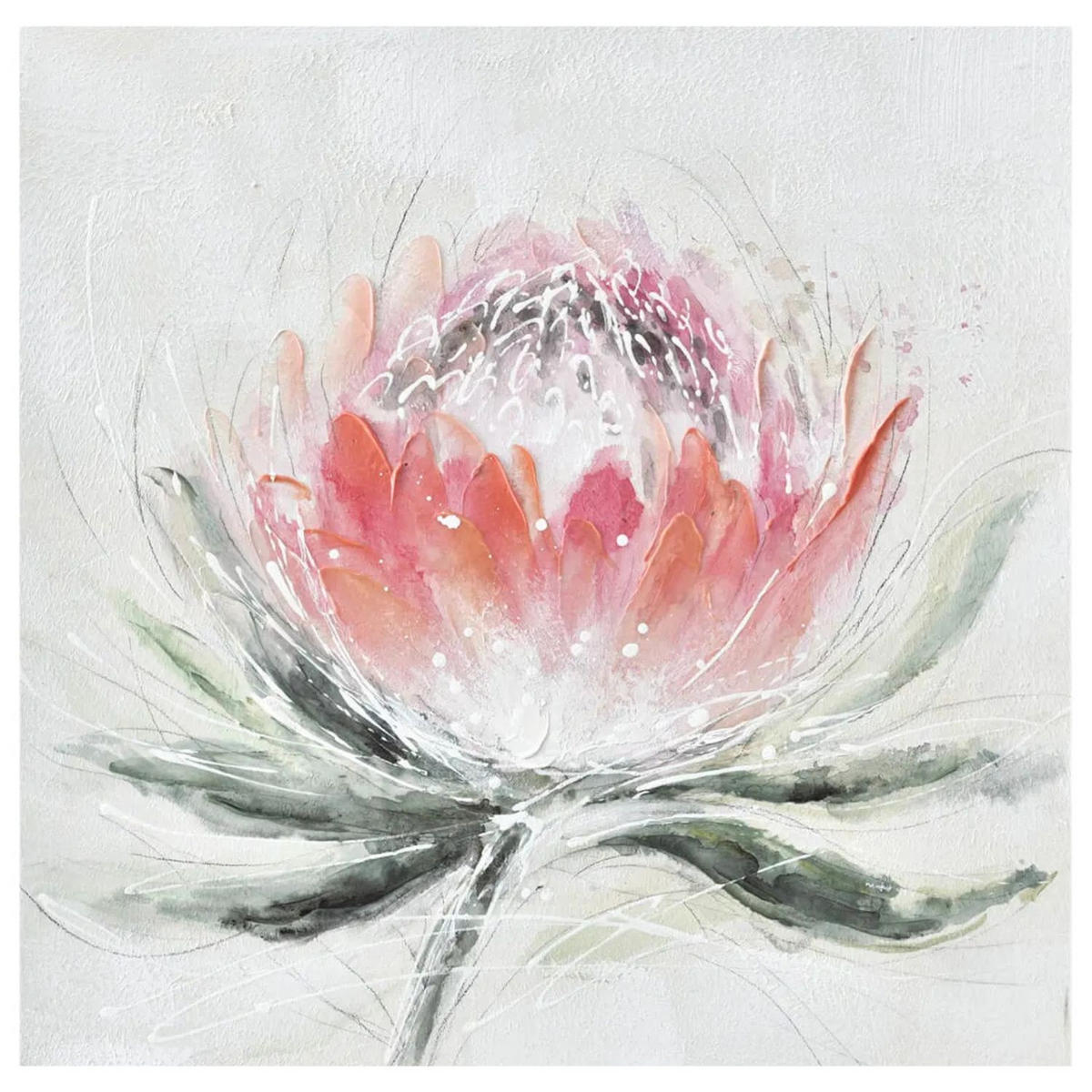 ACRYLBILD HANDGEMALT 60/60 cm - Pink/Weiß, Holz/Textil (60/60cm) - KUNSTLOFT