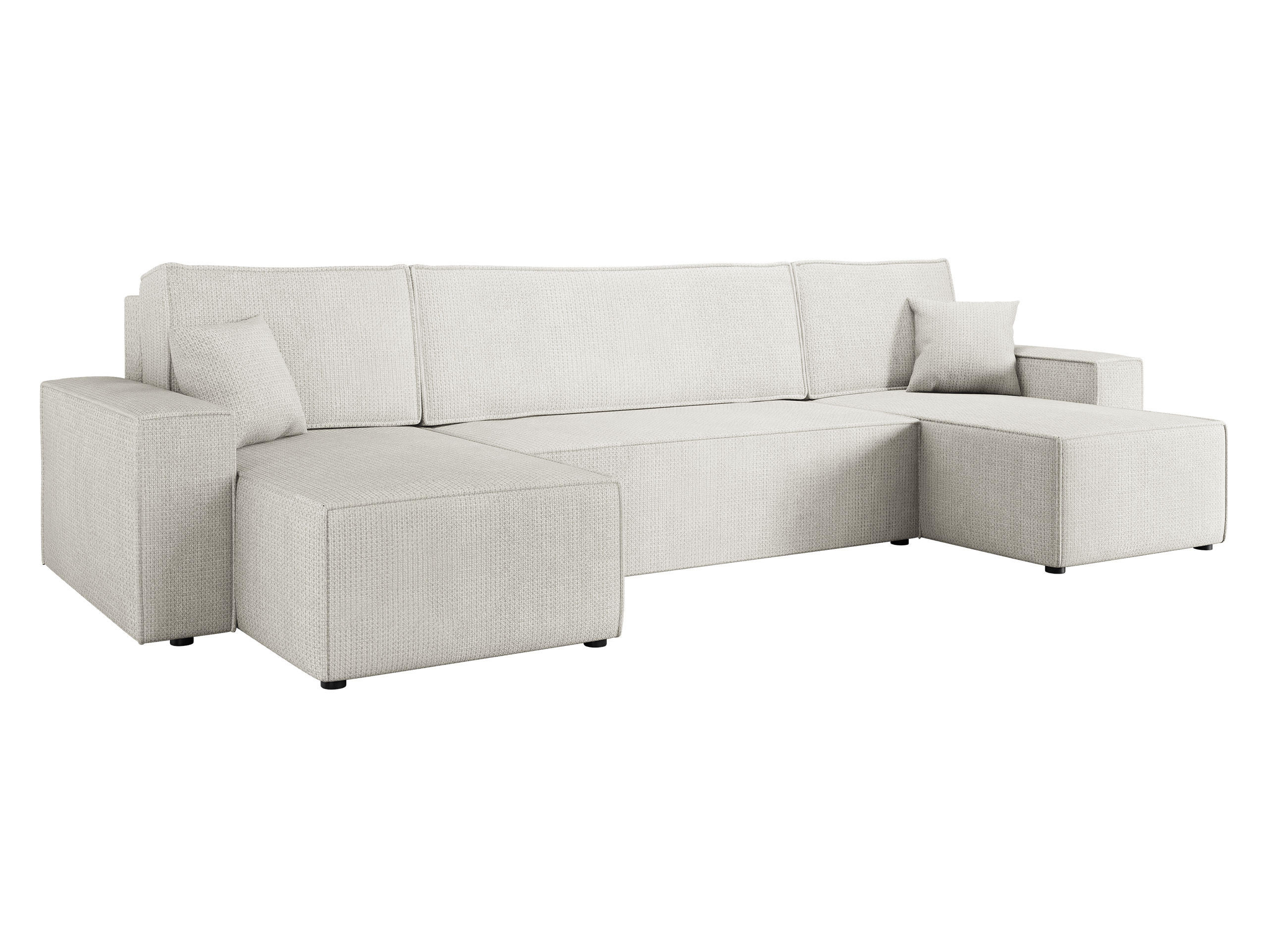WOHNLANDSCHAFT Karl U - Creme/Schwarz, Holz/Kunststoff (312/82/145cm) - MIRJAN24