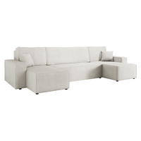 WOHNLANDSCHAFT Karl U - Creme/Schwarz, Holz/Kunststoff (312/82/145cm) - MIRJAN24