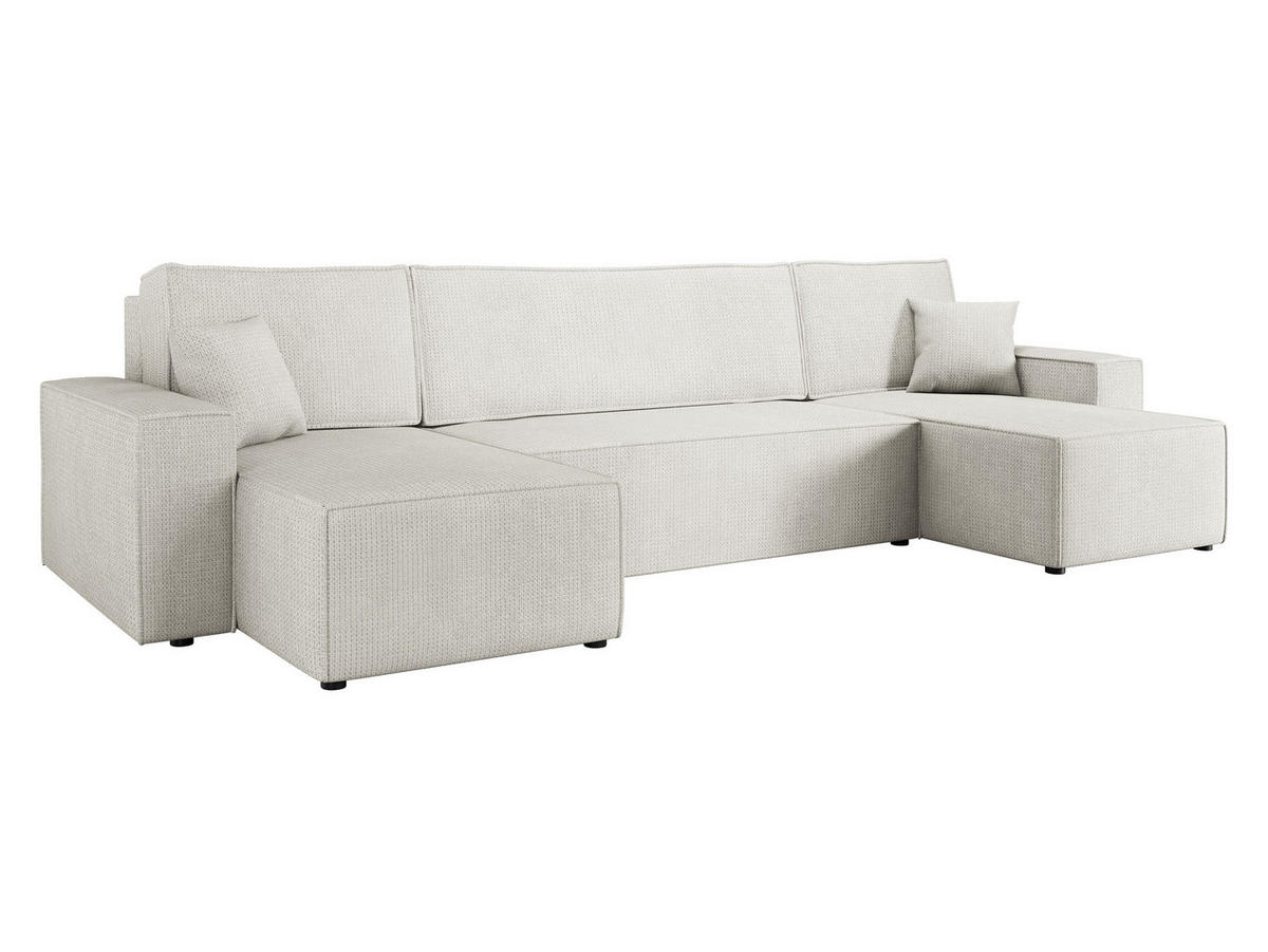 WOHNLANDSCHAFT Karl U - Creme/Schwarz, Holz/Kunststoff (312/82/145cm) - MIRJAN24