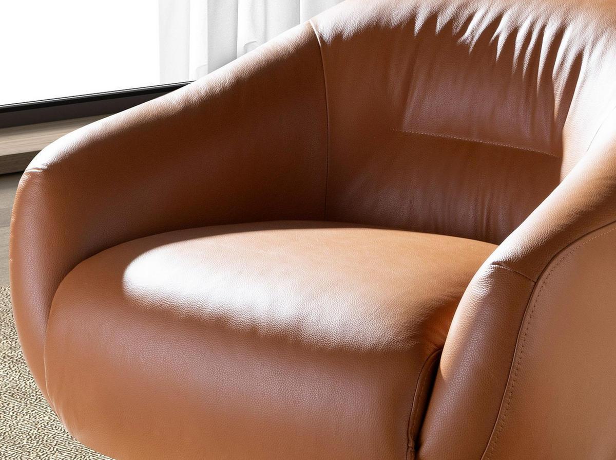 DREHSESSEL asymmetrisch Braun Schwarz 86/83/75 cm - Braun, Leder/Metall (86/75/83cm) - ANGEL CERDA