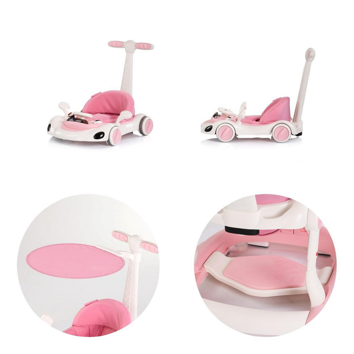 LAUFLERNHILFE Happy Walker rosa 5 in 1 Schaukelfunktion Musik Lichter Räder - Rosa, Kunststoff (68/61/76cm) - Chipolino